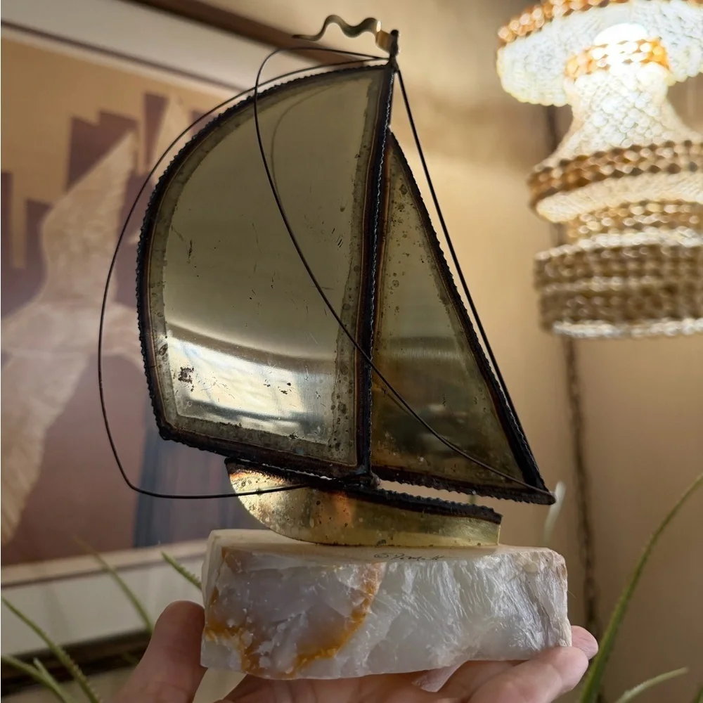Vintage DeMott Brutalist Sailboat Sculptures - Set of Two